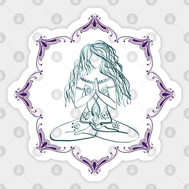 Mandala Meditation - Aqua Violet Sticker by Mazzlo Shop